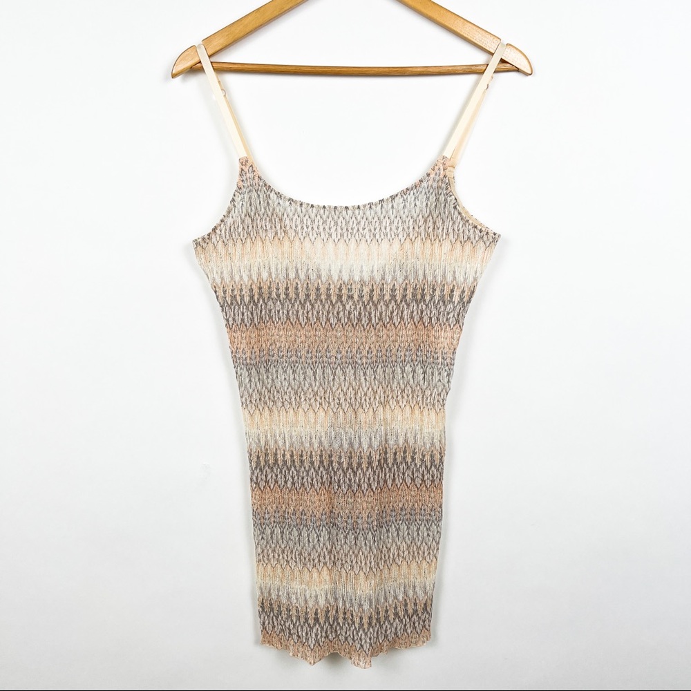 Intimately Free People chevron knit ombré lace chemise slip dress size large